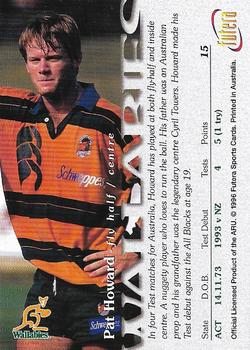 1996 Futera Rugby Union #15 Pat Howard Back